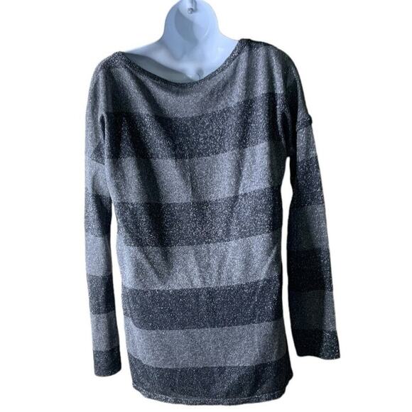 Intimissimi Tops Womens M Long Sleeve Metallic Asymmetrical Knit Sweater Striped - Picture 2 of 8